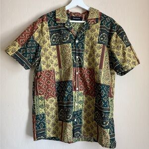 PacSun Paisley Resort Camp Short Casual Button Down Linen Men’s Medium